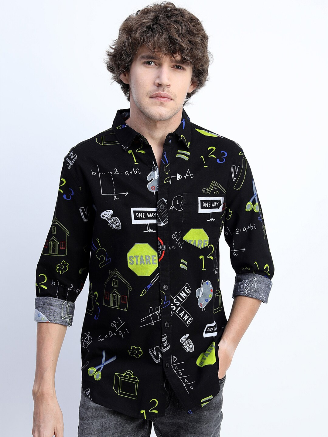 

KETCH Men Black Slim Fit Printed Casual Shirt