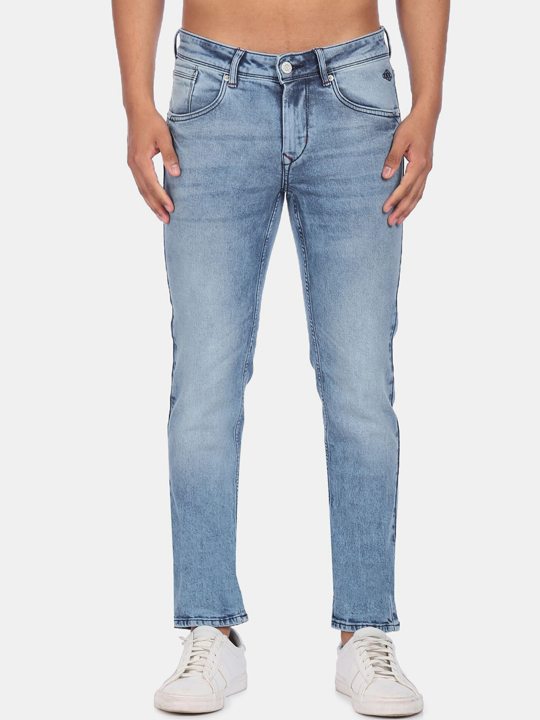 

Flying Machine Men Blue Slim Fit Low-Rise Heavy Fade Stone Wash Jeans