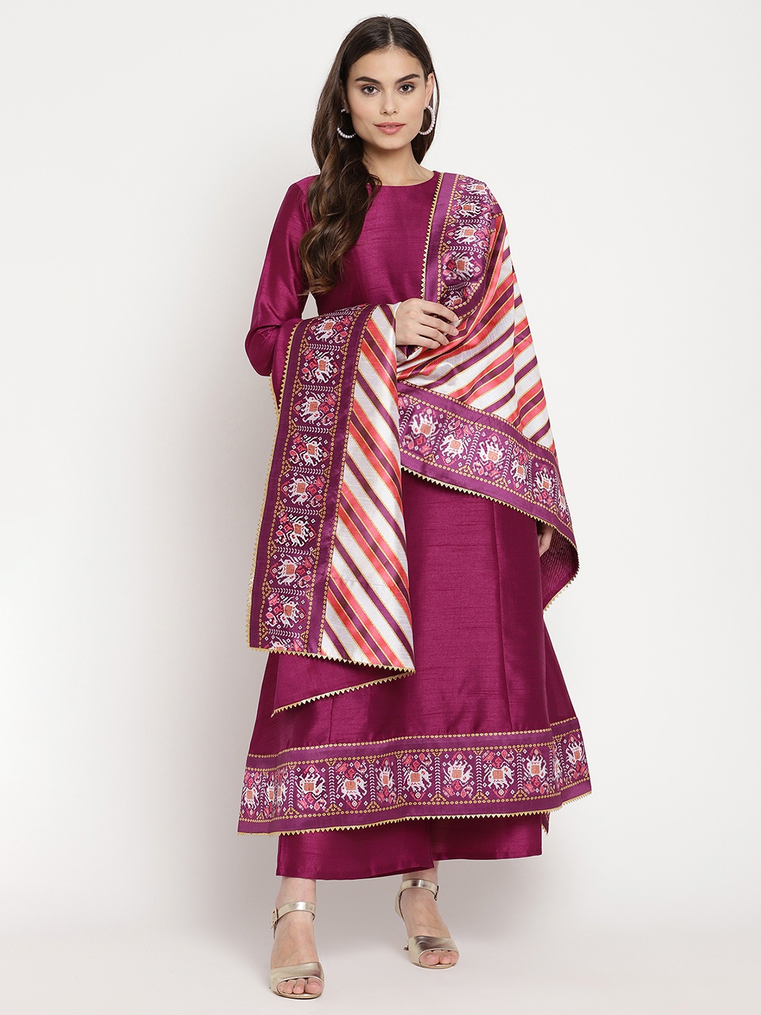 

Ahalyaa Women Purple Gotta Patti Kurta with Palazzos & With Dupatta