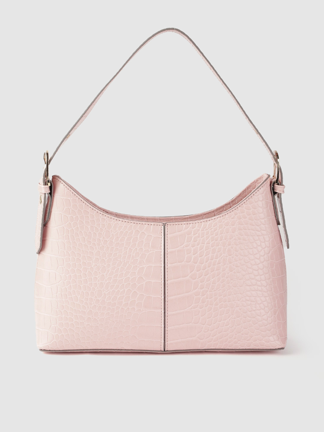 

Accessorize Pink Croc Textured Baguette Bag