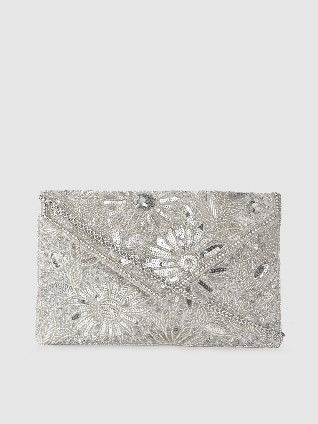 

Accessorize London Women Faux Leather Tara Sling Bag, Silver