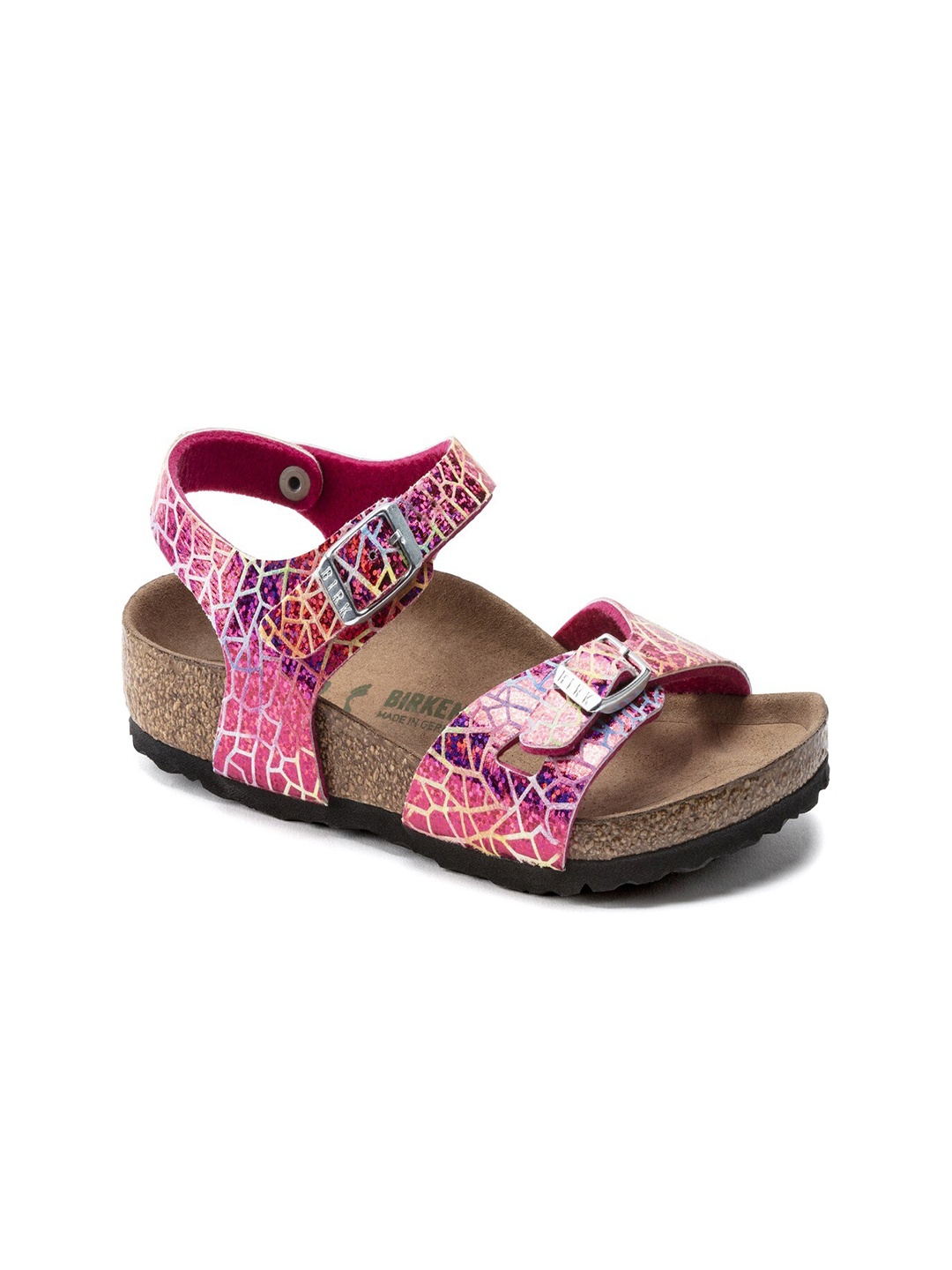 

Birkenstock Girls Pink Rio Vegan Flashy Hologram Narrow Sandals
