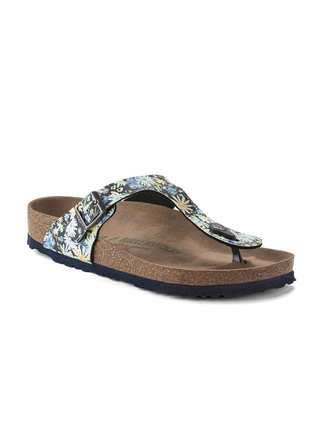 

Birkenstock Gizeh Vegan Summer Floral Blue Regular Width Birko-Flor Thong Sandals, Multi