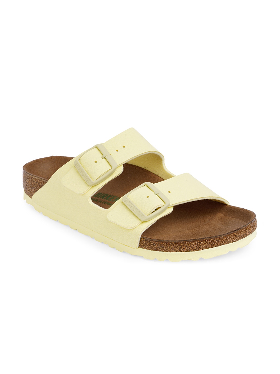 

Birkenstock Women Yellow Arizona Narrow Width Vegan Popcorn Sliders
