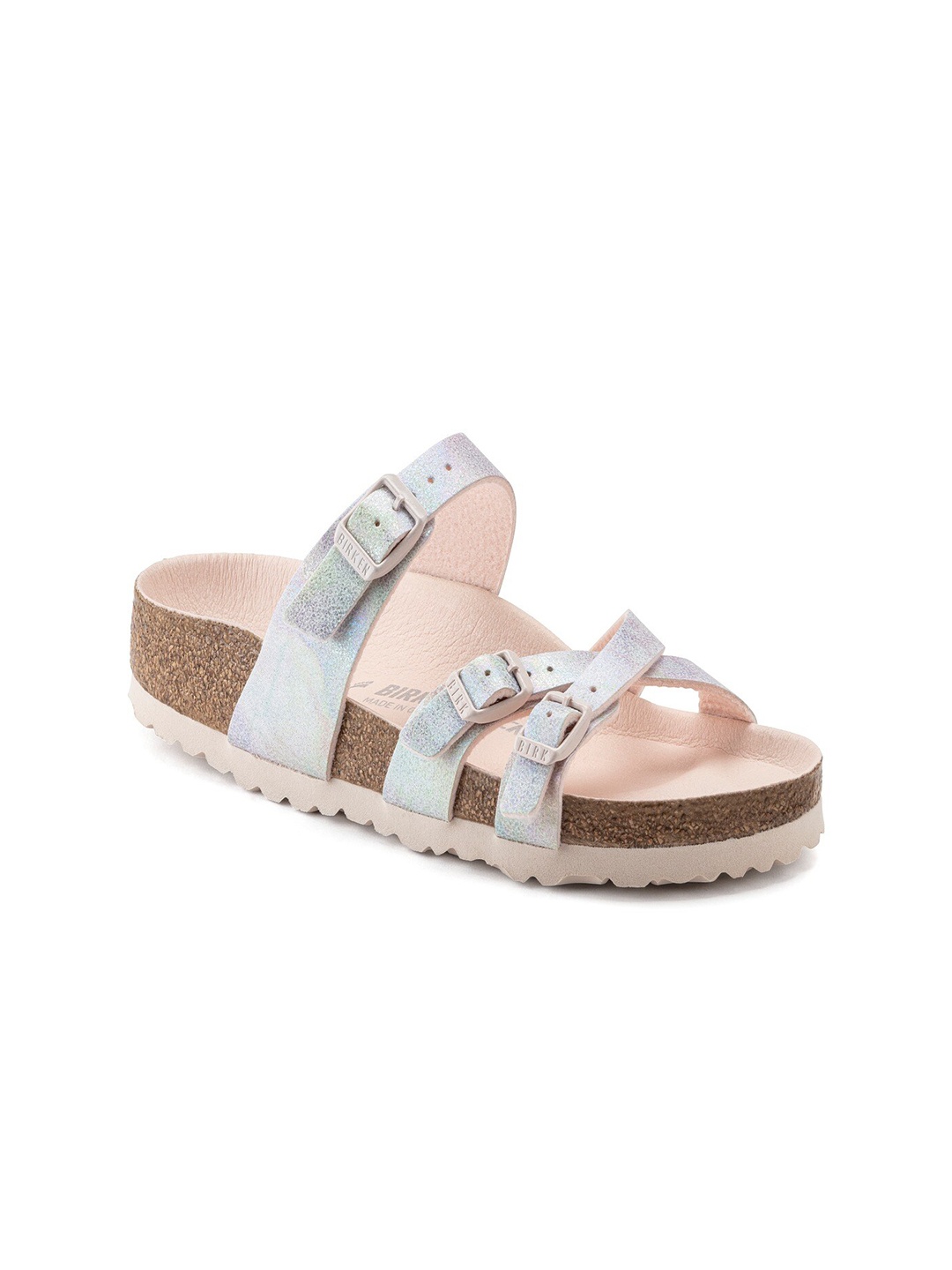 

Birkenstock Women Gunmetal-Toned Narrow Width Franca Vegan Sliders, Metallic