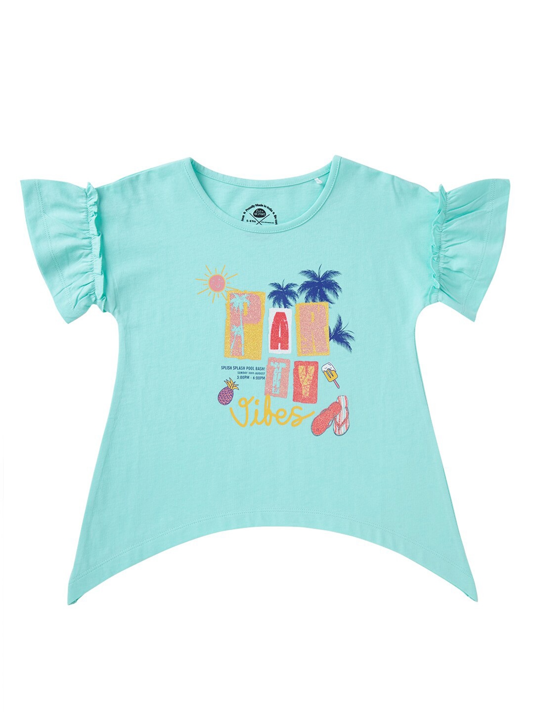 

Cub McPaws Girls Blue & Red Print Tropical Top