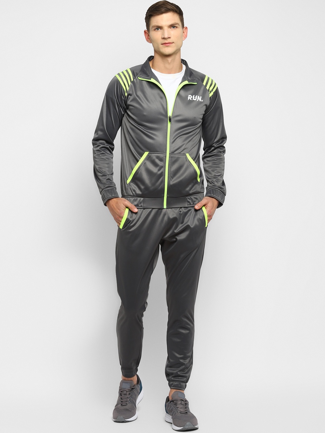 

Yuuki Mens Grey & Green Striped Track Suit