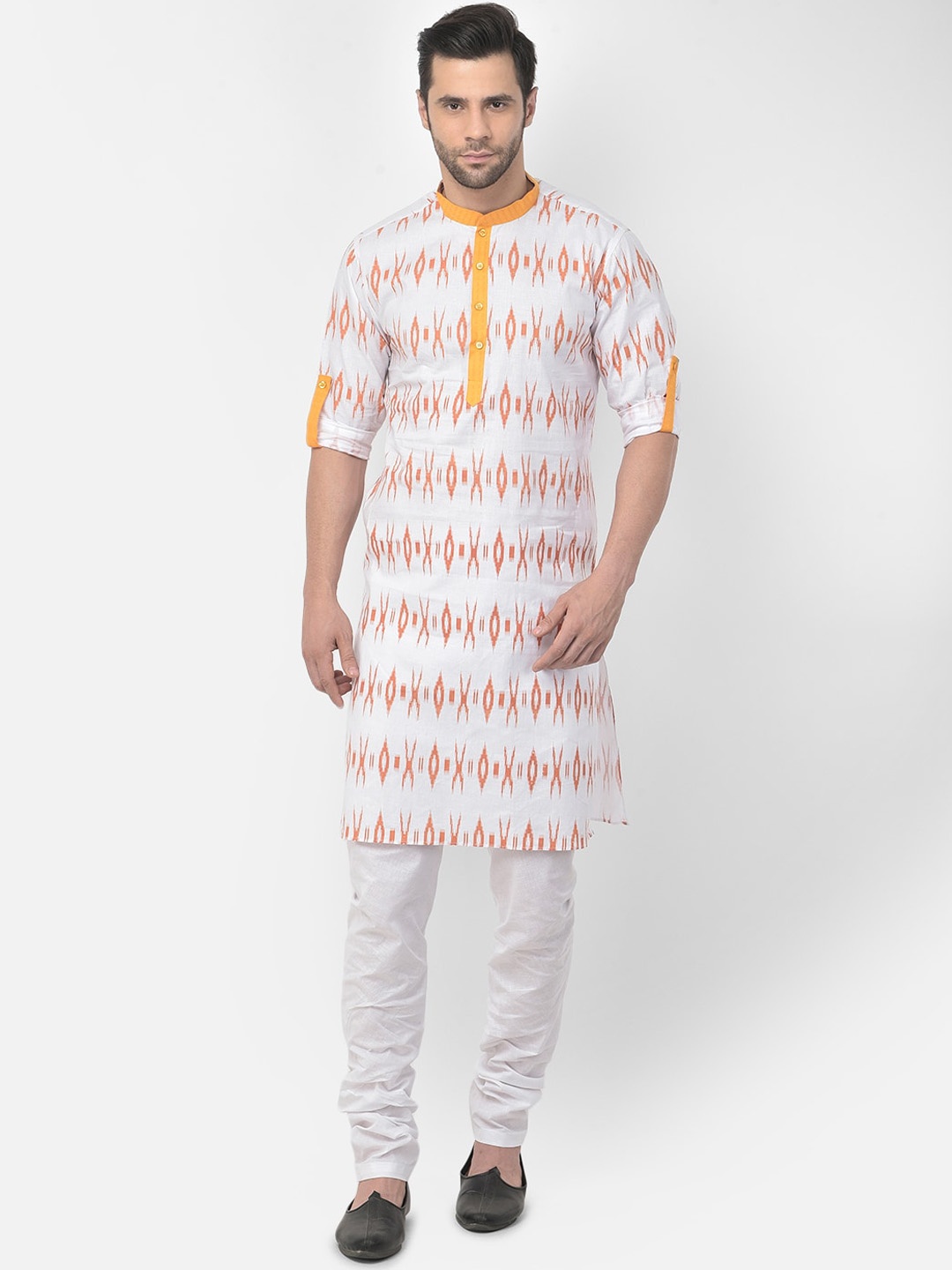 

DEYANN Men White Printed Pure Cotton Kurta with Pyjamas