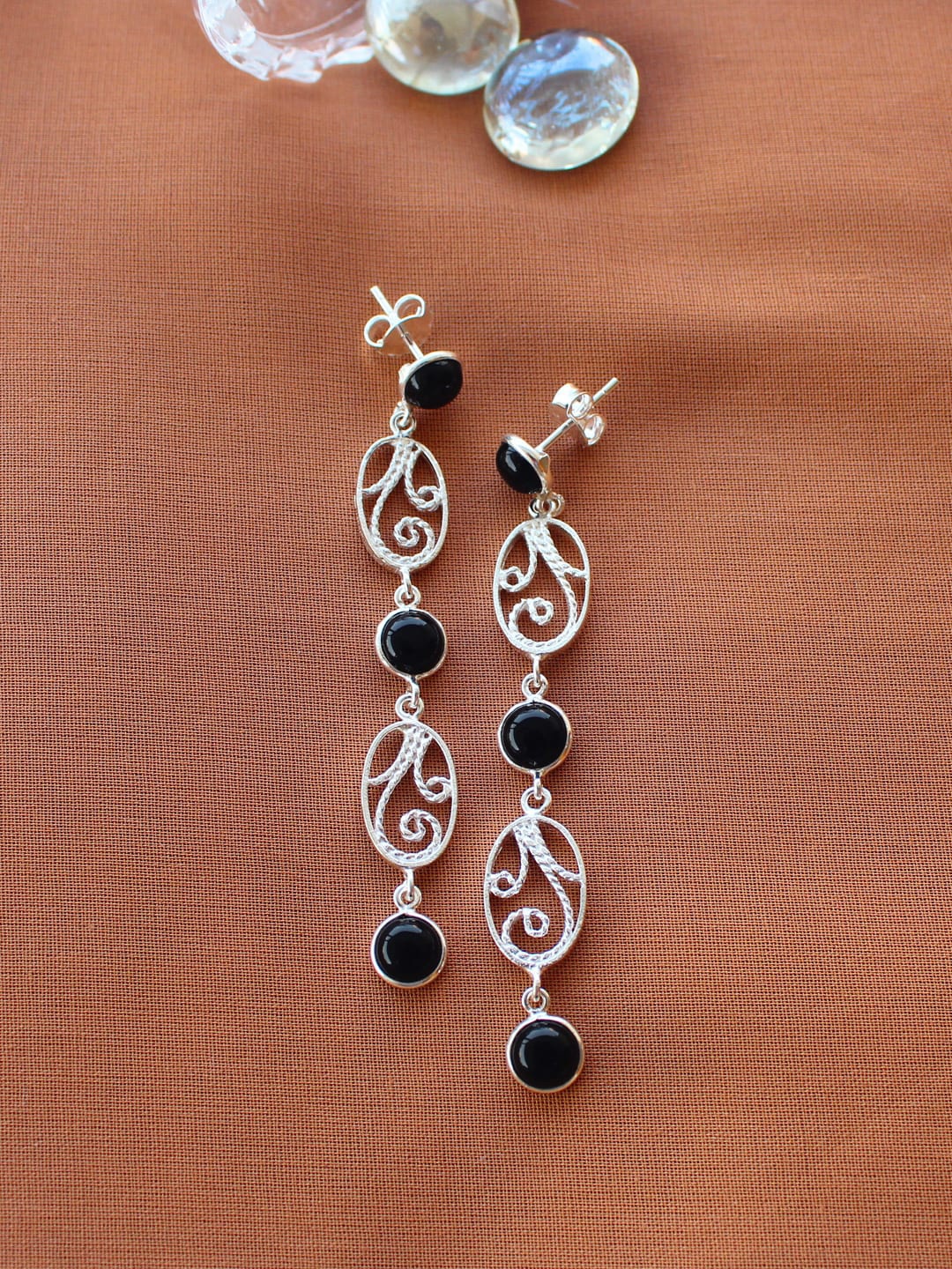 

ERILINE JEWELRY 925 Sterling Silver with Black Onyx Drop Earrings