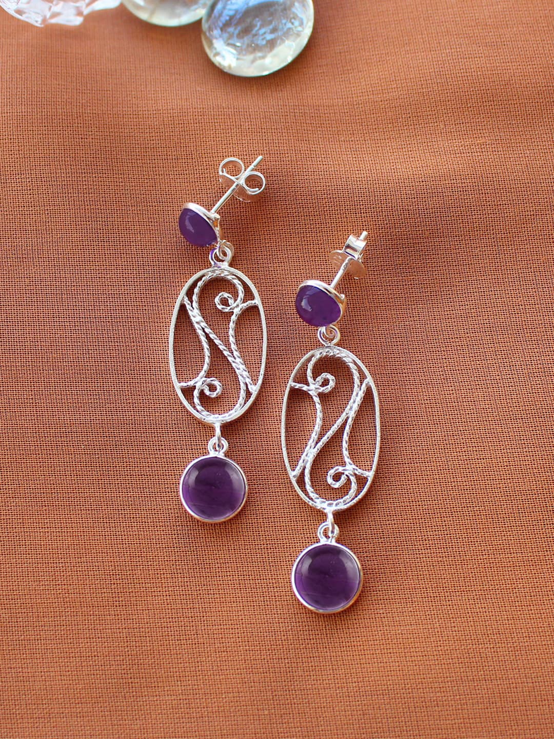 

ERILINE JEWELRY 925 Sterling Silver-Plated & Blue Contemporary Drop Earrings
