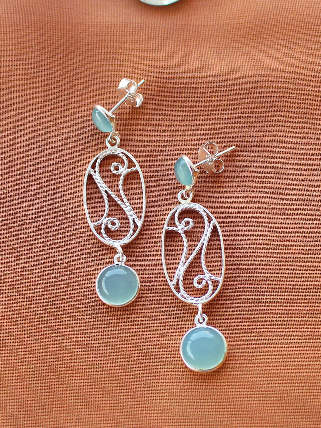 

ERILINE JEWELRY 925 Sterling Silver-Plated & Blue Contemporary Drop Earrings