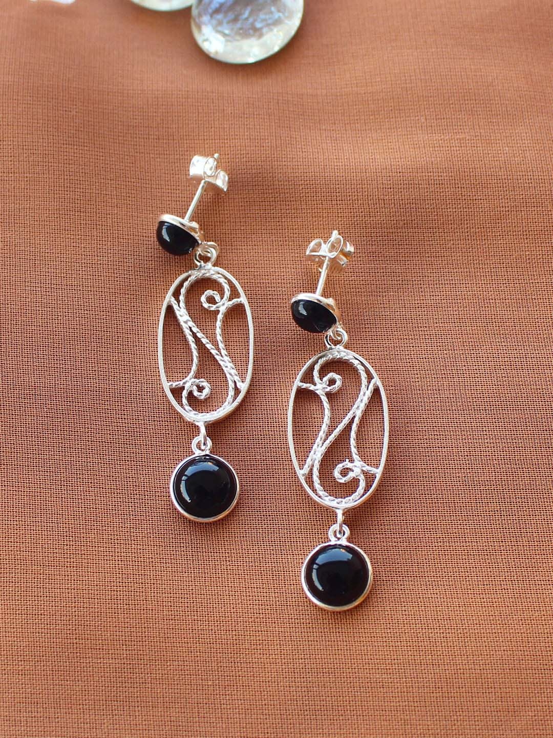 

ERILINE JEWELRY 925 Sterling Silver with Black Onyx Drop Earrings