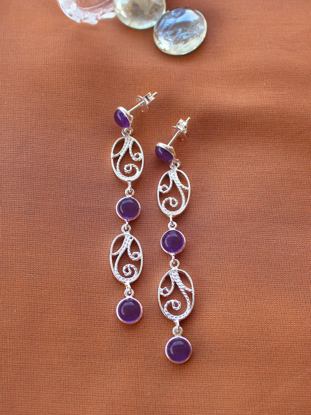

ERILINE JEWELRY 925 Sterling Silver-Plated & Blue Contemporary Drop Earrings
