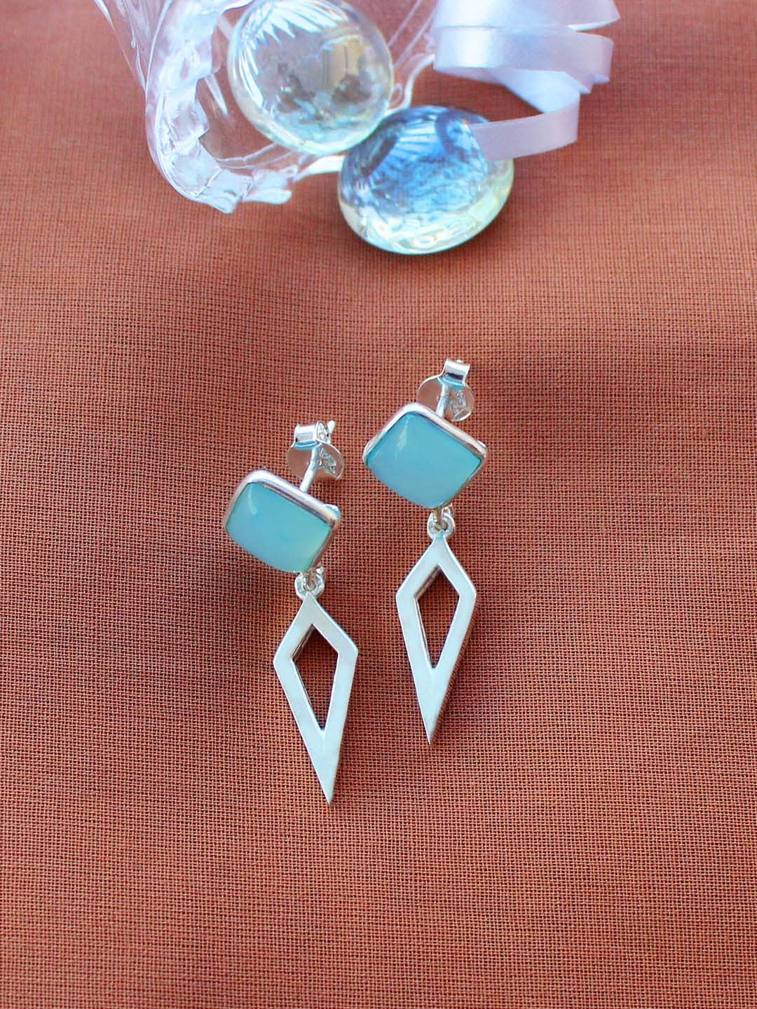 

ERILINE JEWELRY 925 Sterling Silver With Blue Chalcedony Drop Earrings