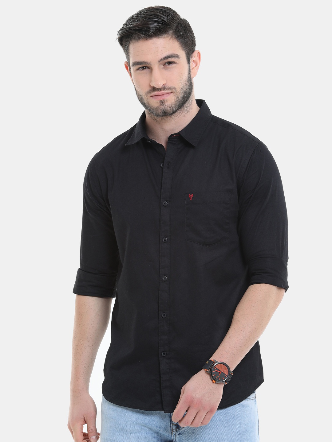 

VUDU Men Black Solid Comfort Casual Shirt