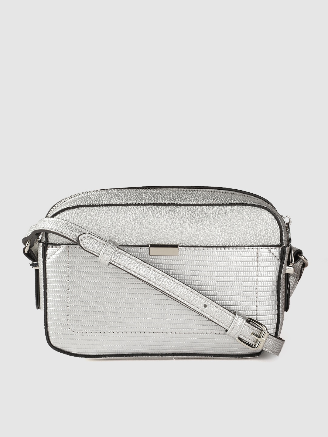 

Accessorize Silver-Toned Reptile Textured Sling Bag