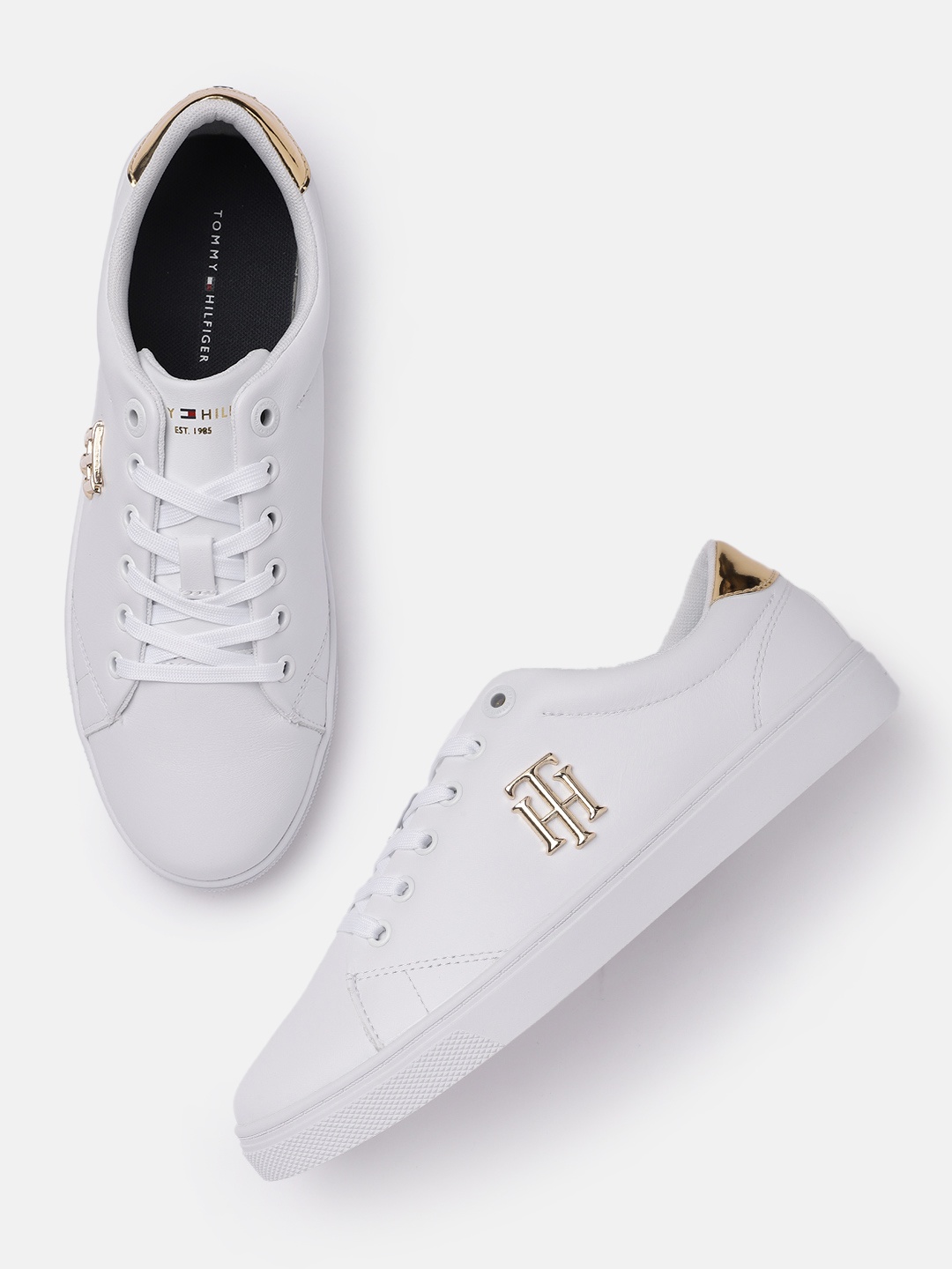 

Tommy Hilfiger Women White Leather Sneakers