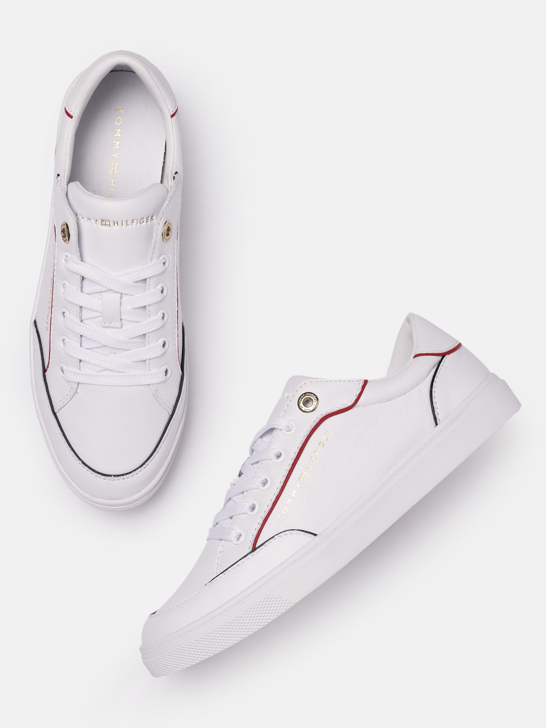 

Tommy Hilfiger Women White Leather Sneakers