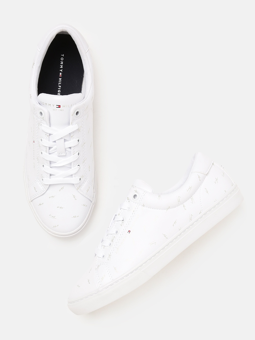 

Tommy Hilfiger Women White Typography Printed Regular Sneakers