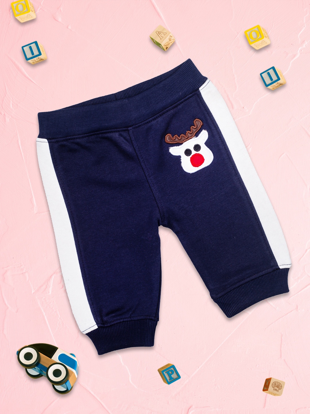 

MeeMee Boys Navy Blue & White Track Pants