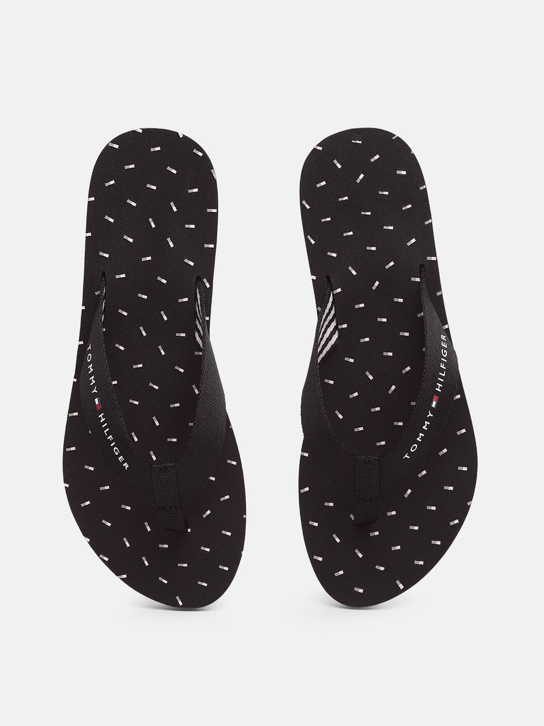 

Tommy Hilfiger Women Black Brand Logo Printed Thong Flip-Flops