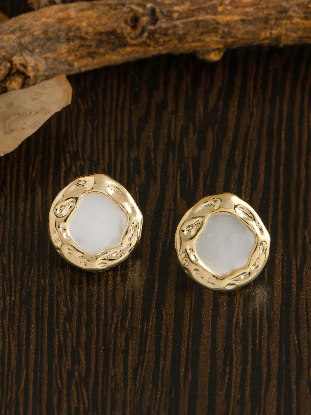 

E2O Gold-Toned Contemporary Studs Earrings