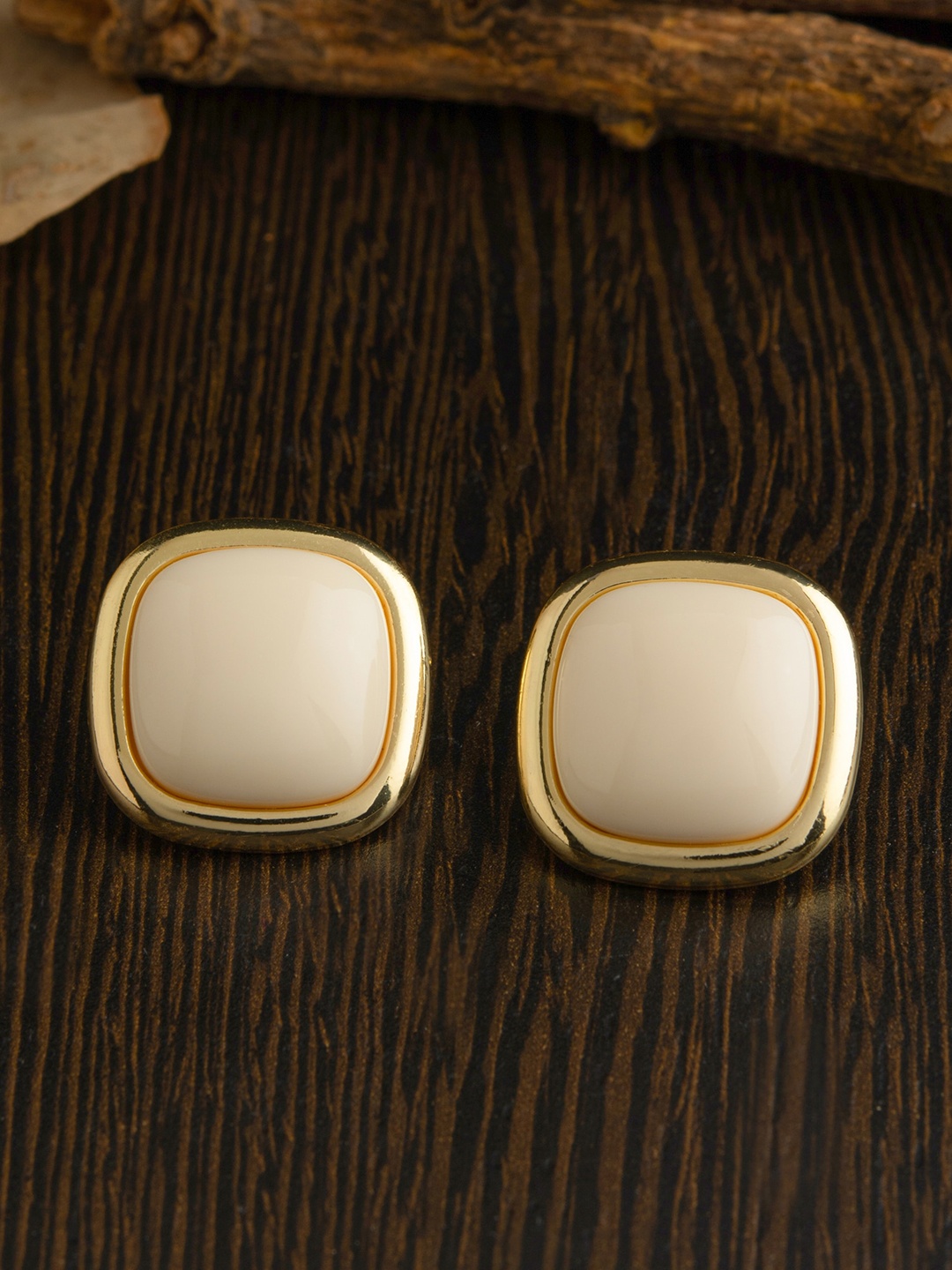 

E2O Gold-Toned Contemporary Studs Earrings