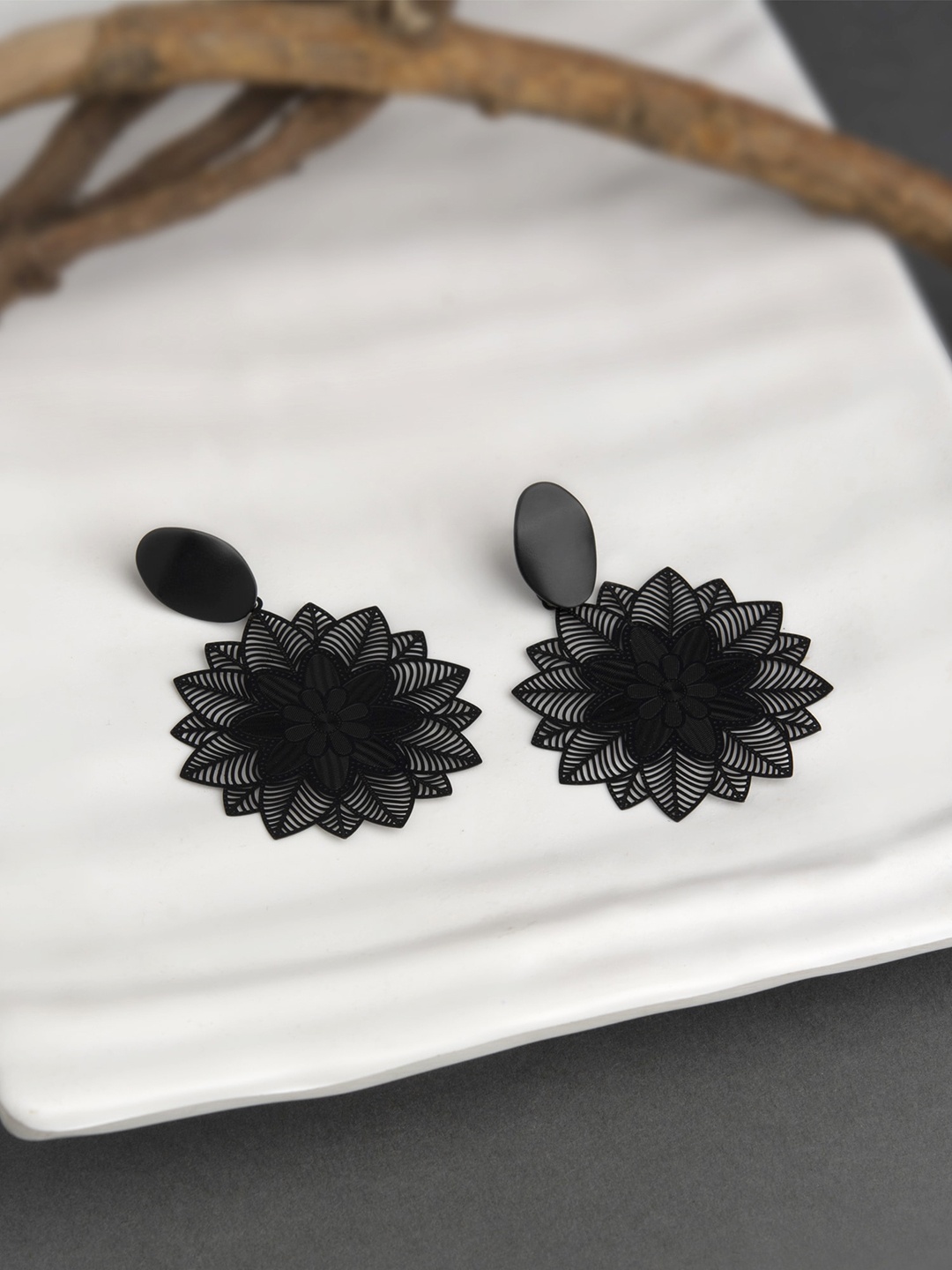 

E2O Black Contemporary Drop Earrings