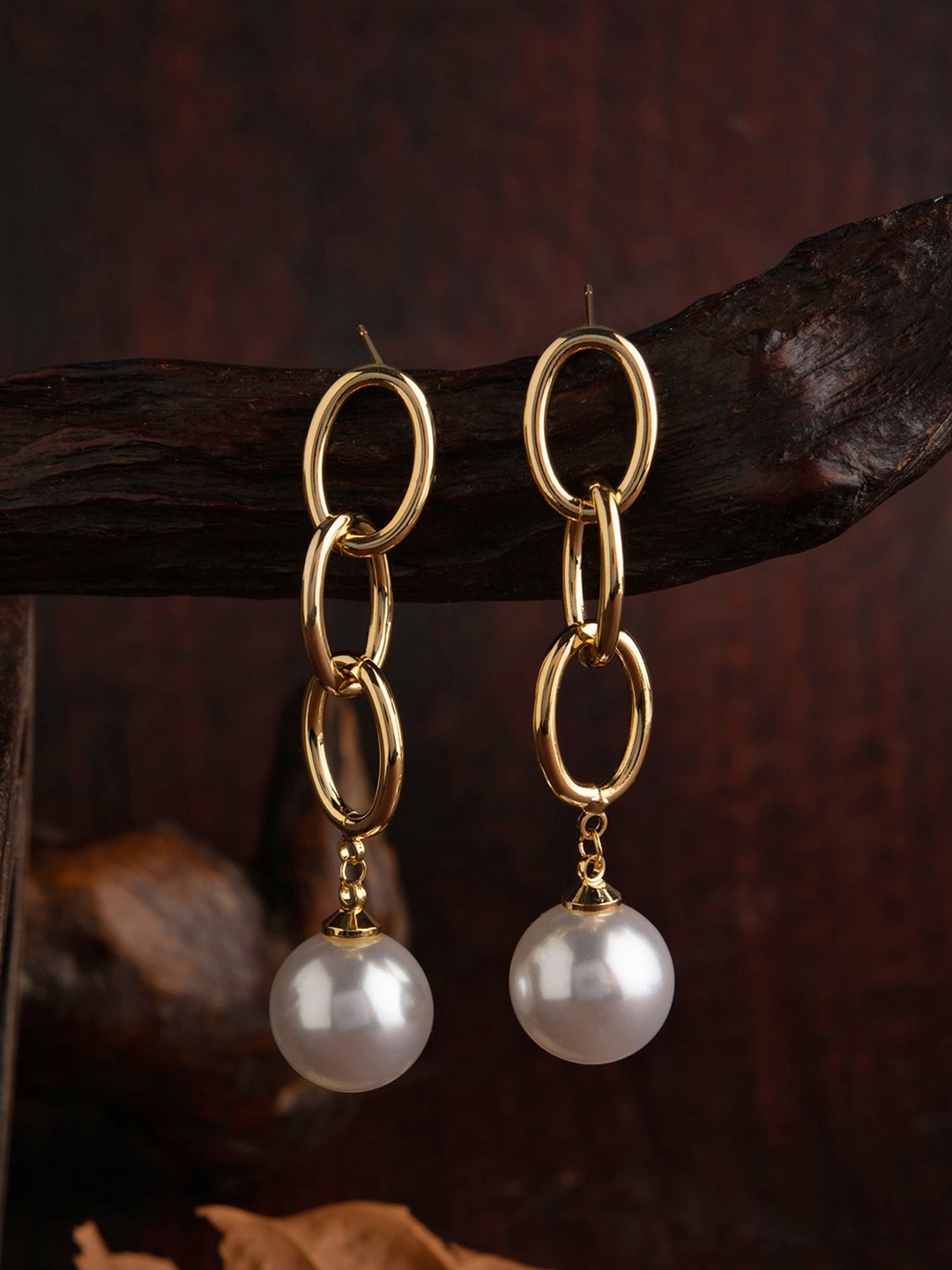 

E2O Gold-Toned Contemporary Drop Earrings