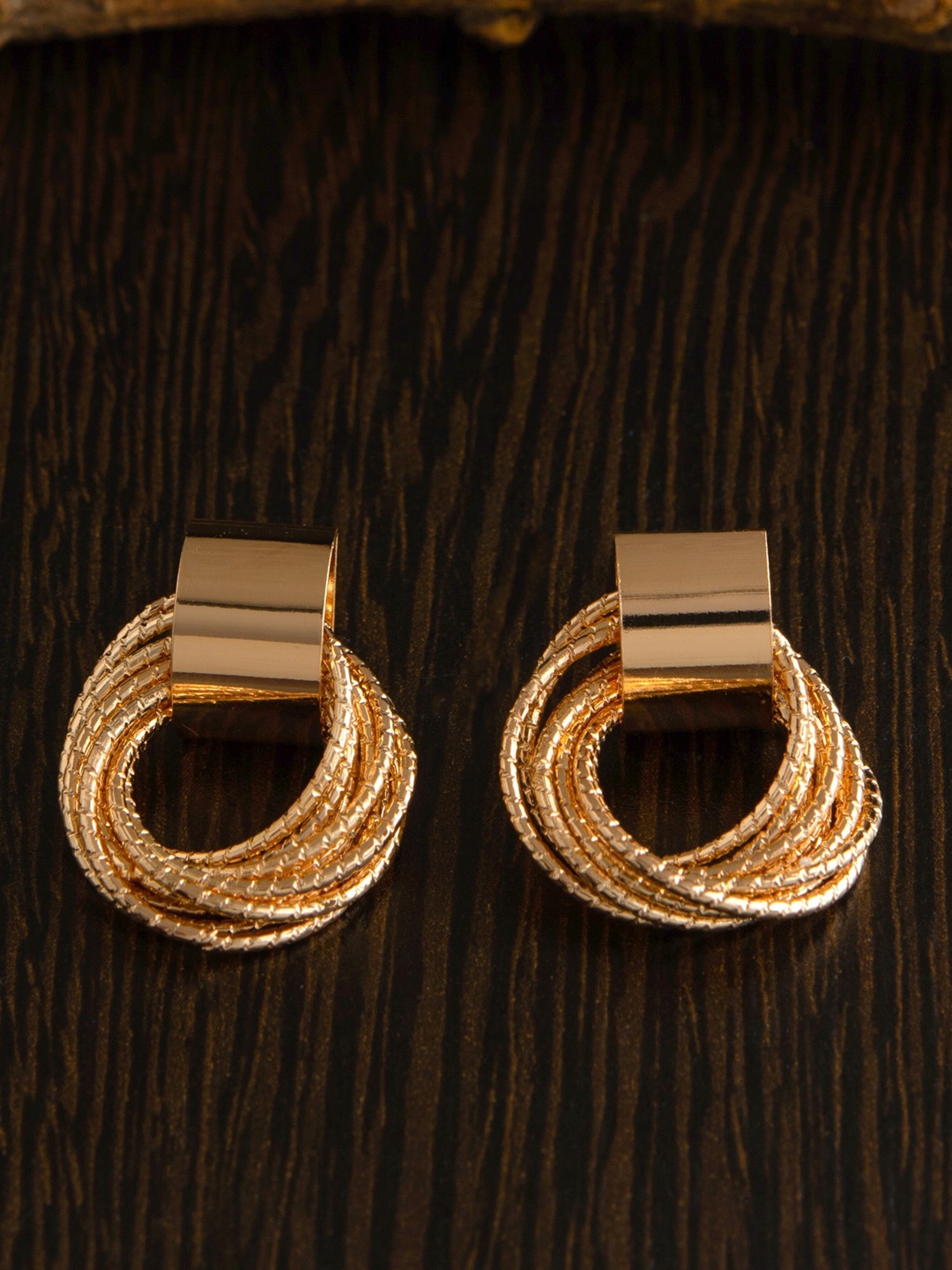 

E2O Gold-Toned Contemporary Studs Earrings