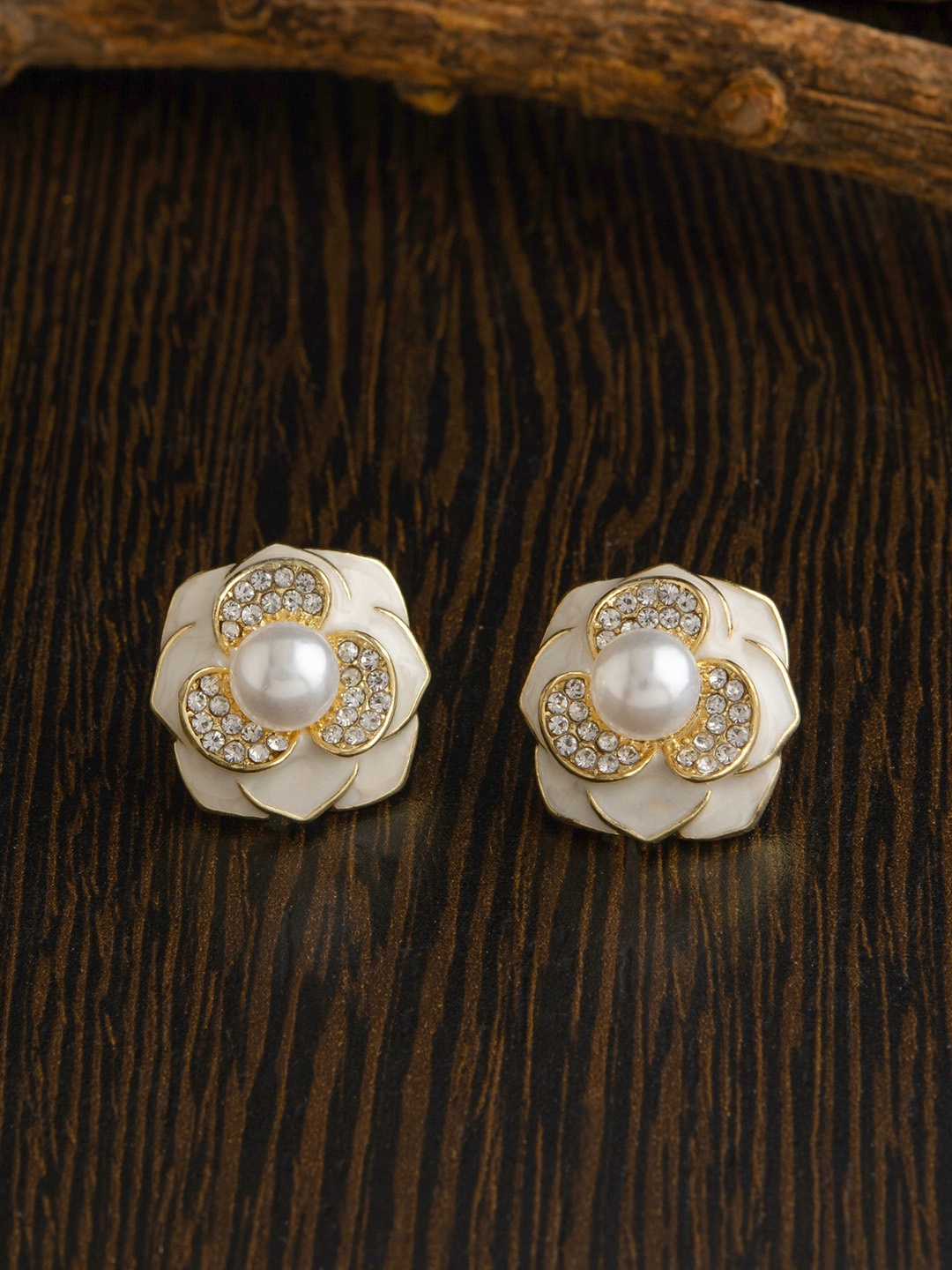 

E2O Gold-Toned Contemporary Studs Earrings