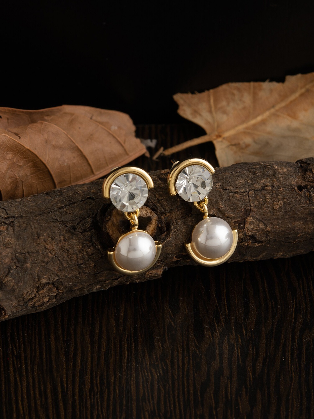 

E2O Gold-Plated & White Circular Drop Earrings