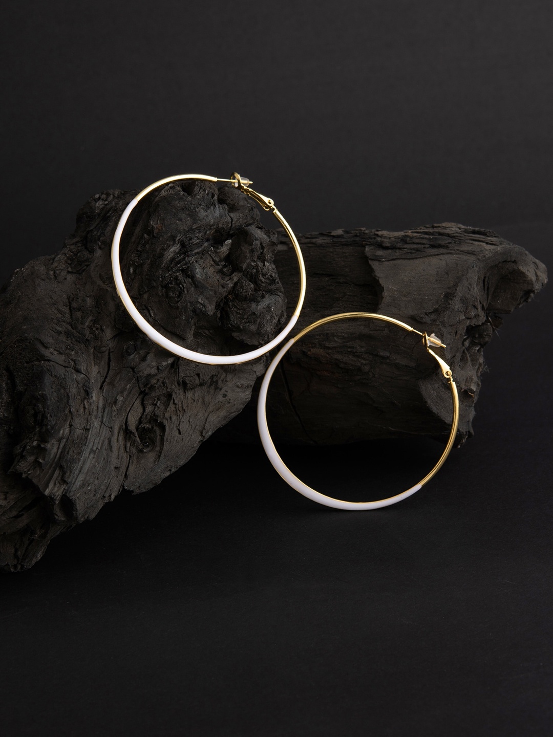 

E2O Gold-Plated & White Circular Hoop Earrings