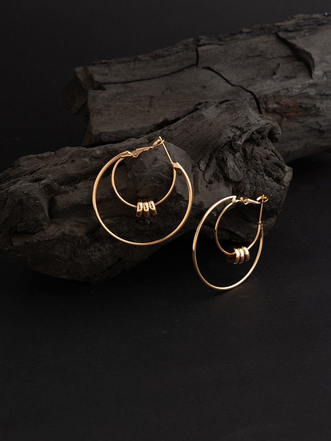 

E2O Rose Gold-Plated Gold-Toned Circular Hoop Earrings