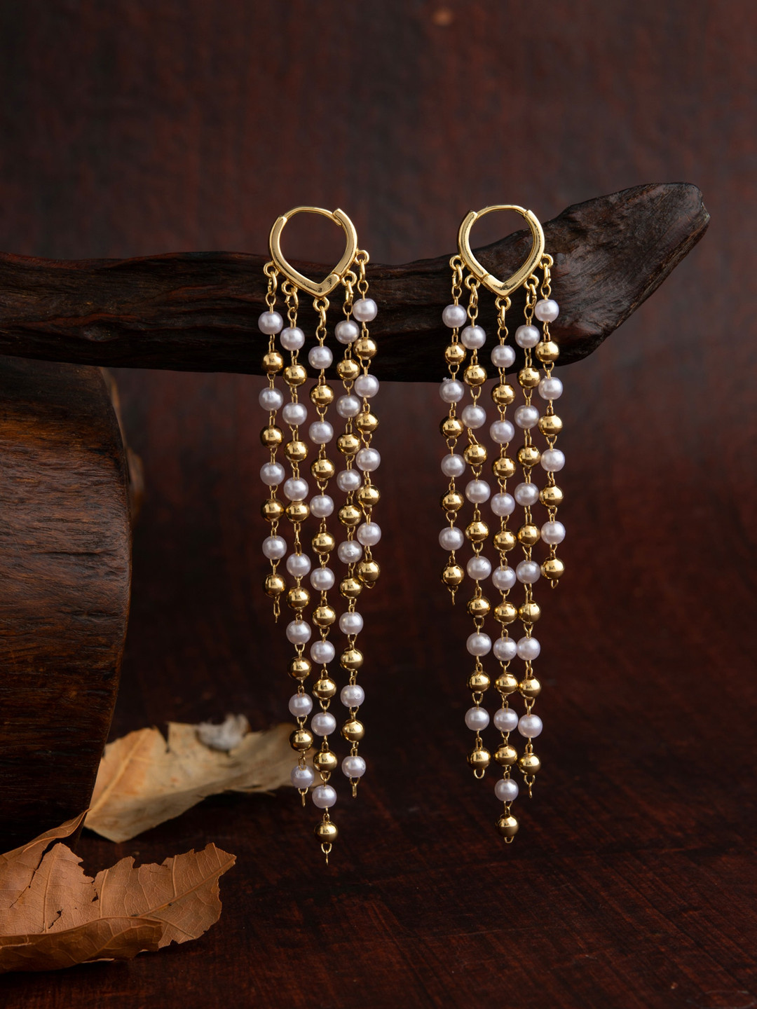 

E2O Gold-Toned Contemporary Tassel Drop Earrings
