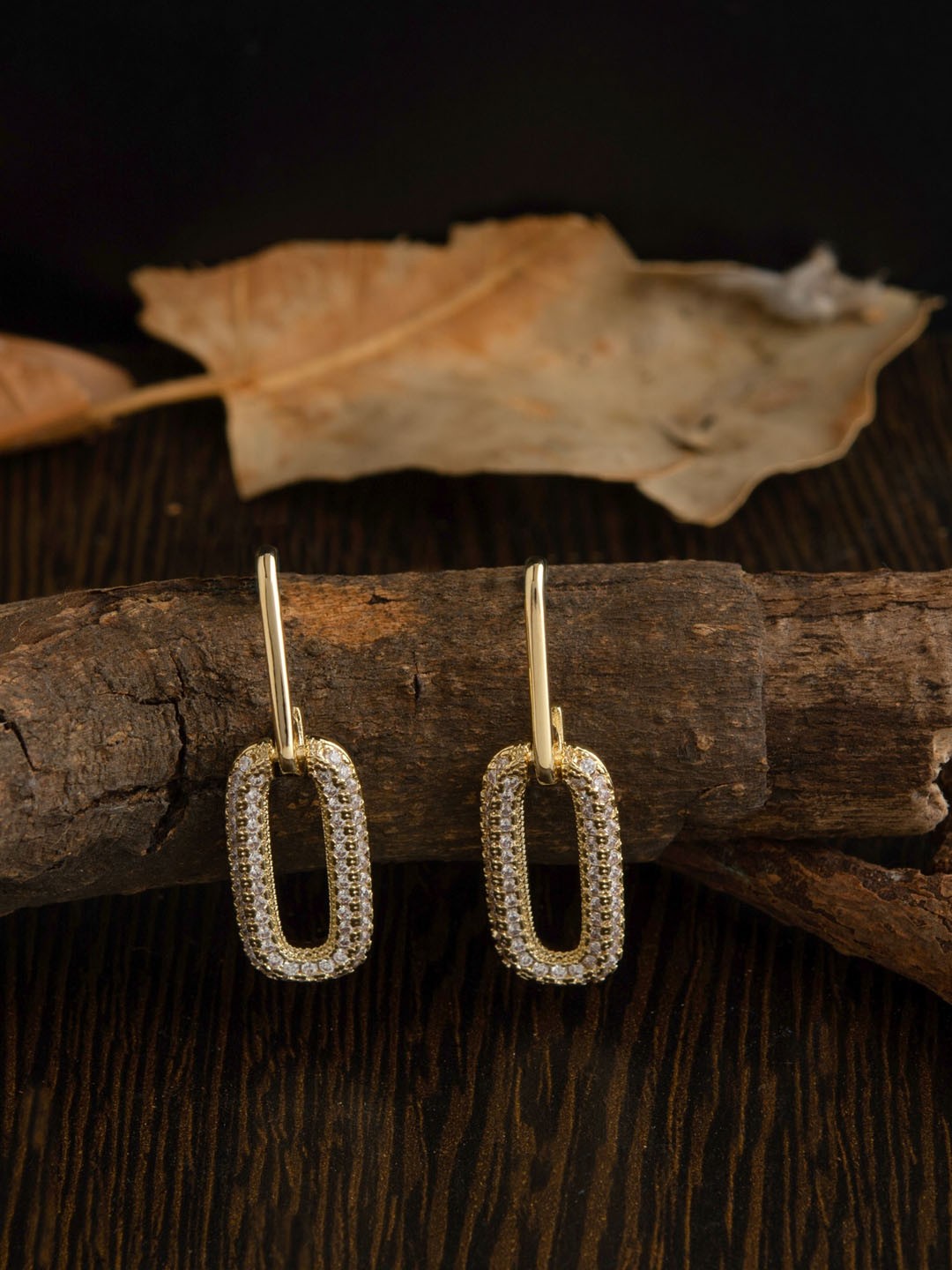 

E2O Gold-Plated & White Geometric Drop Earrings
