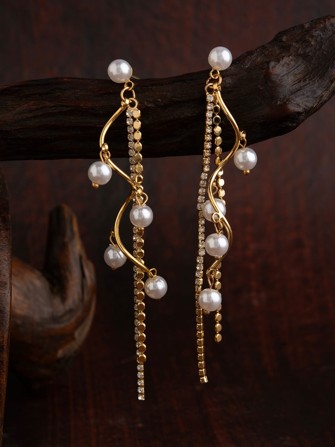

E2O Gold-Toned Contemporary Drop Earrings