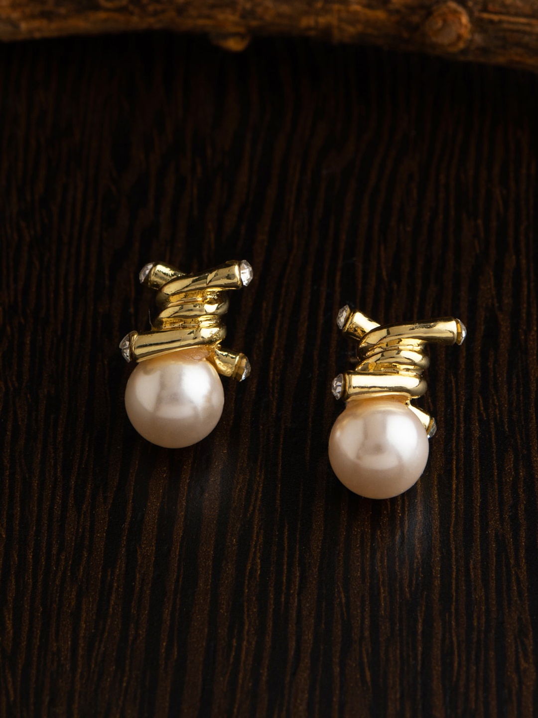 

E2O Gold-Toned Contemporary Studs Earrings