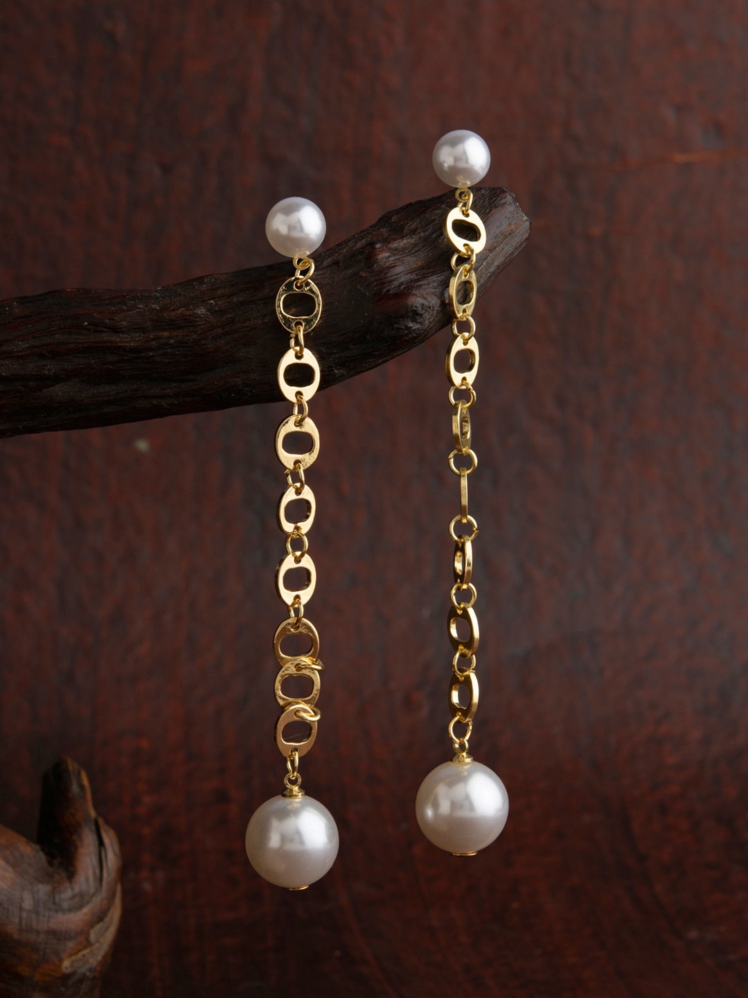 

E2O Gold-Toned Contemporary Drop Earrings