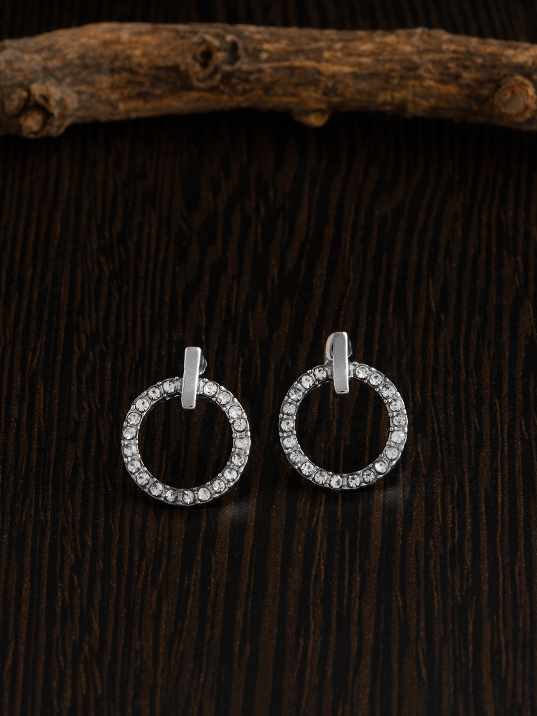 

E2O Silver-Plated & White Circular Studs