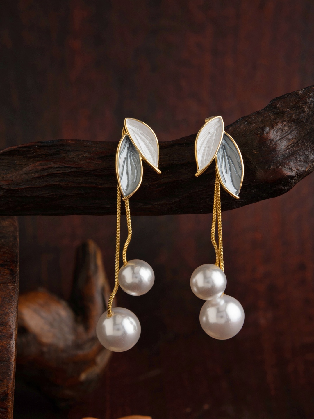 

E2O Gold-Plated & White Contemporary Drop Earrings