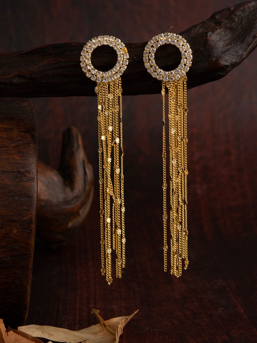 

E2O Gold-Toned Contemporary Tassel Drop Earrings