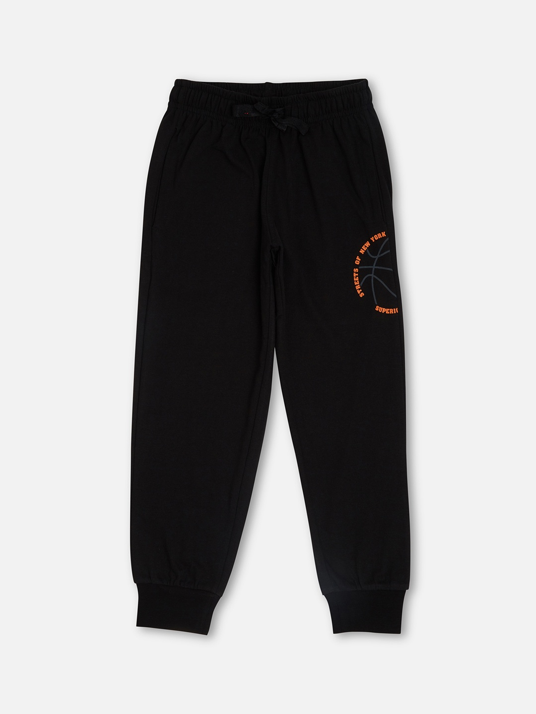 

Sweet Dreams Boys Black & Orange Printed Cotton Joggers