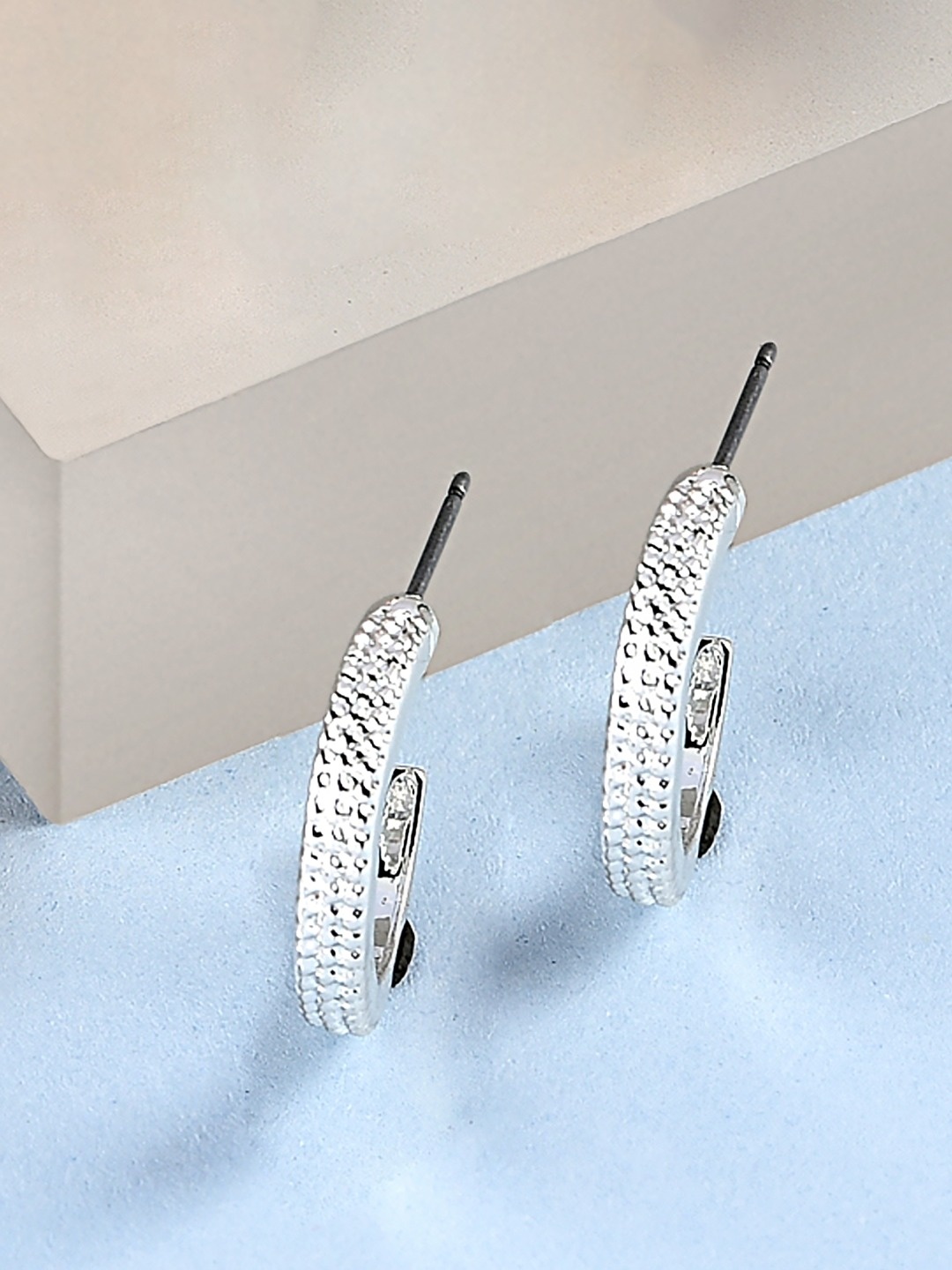 

AMI Silver-Toned Contemporary Half Hoop Earrings