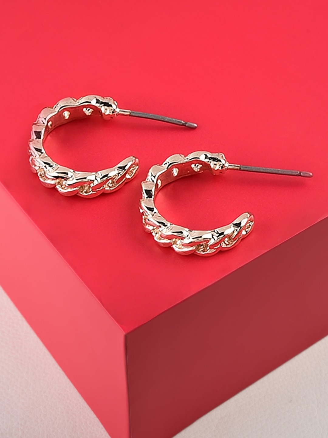 

AMI Rose Gold-Plated Contemporary Hoop Earrings