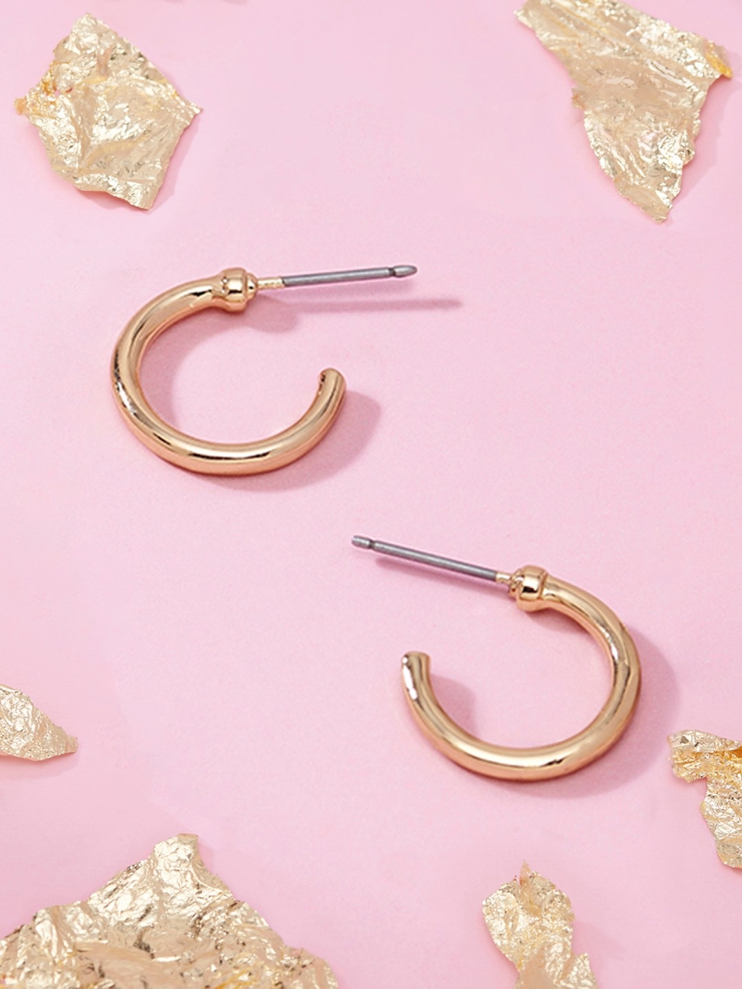 

AMI Gold-Toned Contemporary Half Hoop Earrings