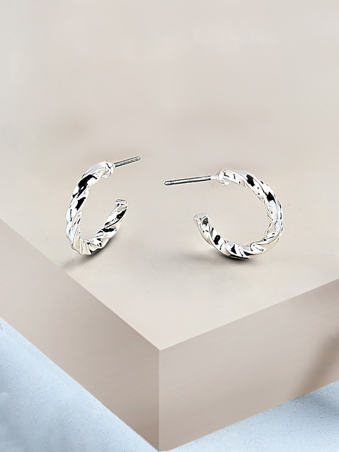 

AMI Silver-Toned Contemporary Half Hoop Earrings