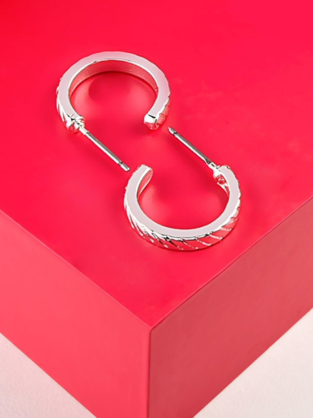 

AMI Silver-Toned Contemporary Half Hoop Earrings