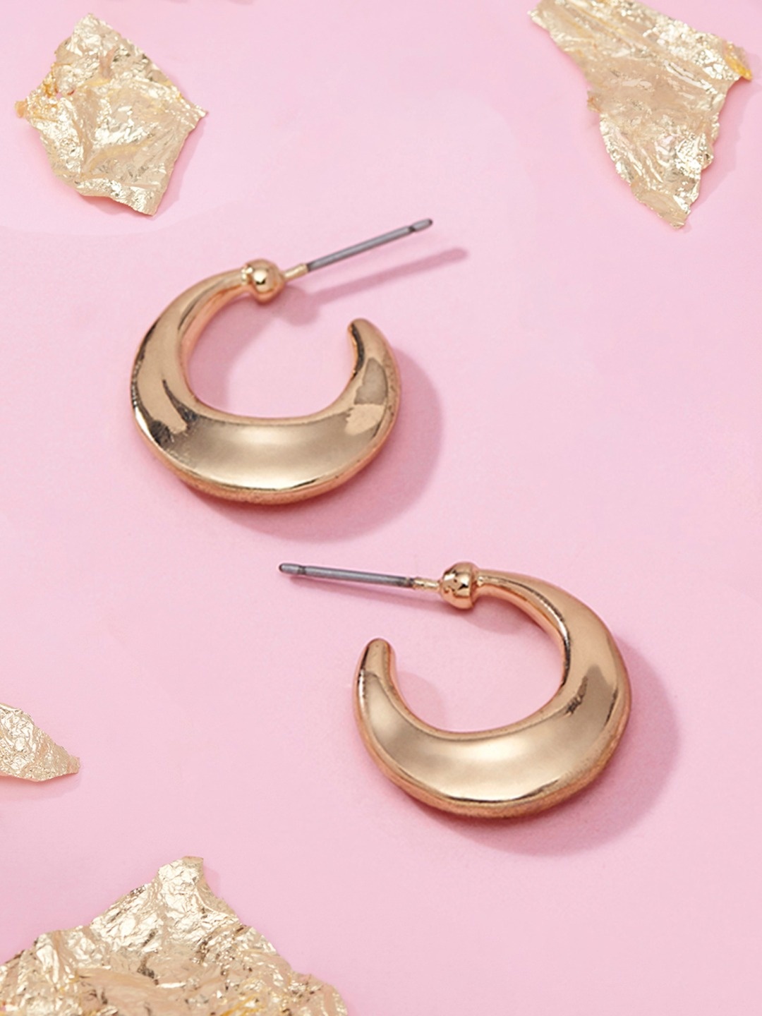 

AMI Gold-Toned Contemporary Half Hoop Earrings