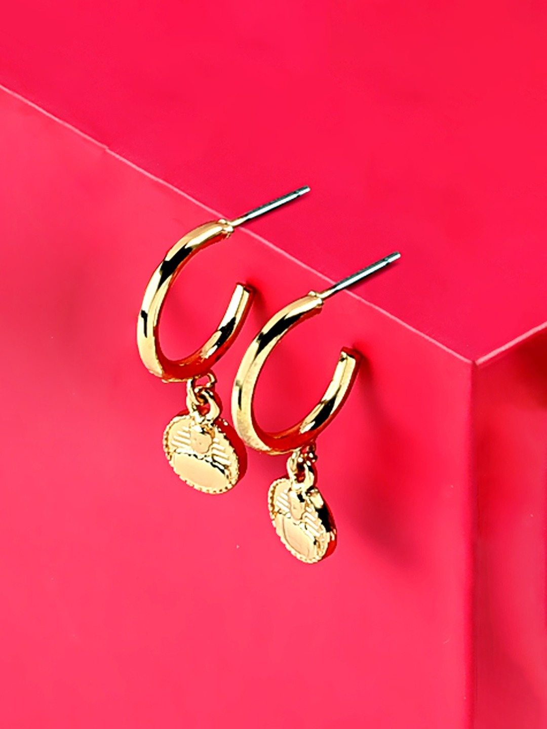 

AMI Gold-Toned Contemporary Gol-Plated Handcrafted Drop Earrings
